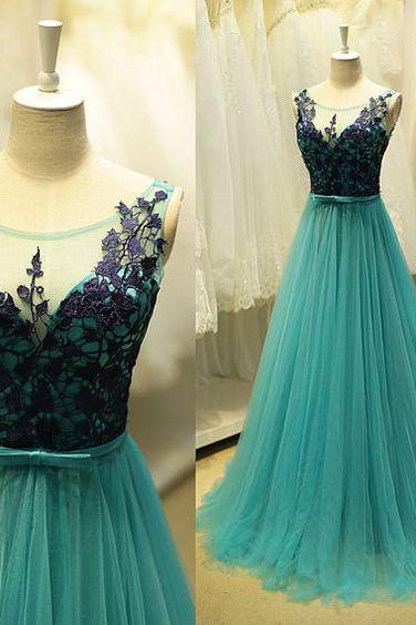 Blue Prom Dresses, Prom Dress,modest Prom Gown,tulle Prom Gown,blue Evening Dress,lace Evening Gowns,black Lace Party Gowns
