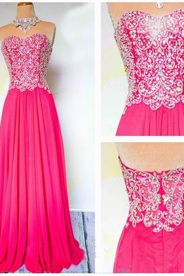 Pink Prom Dress, Long Prom Dress, Prom Dress, Chiffon Prom Dress, Dresses For Prom