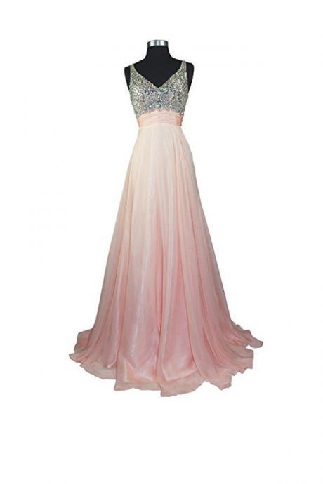 A Line V-neck Formal Chiffon Prom Dresses Evening Dresses Prom Dress