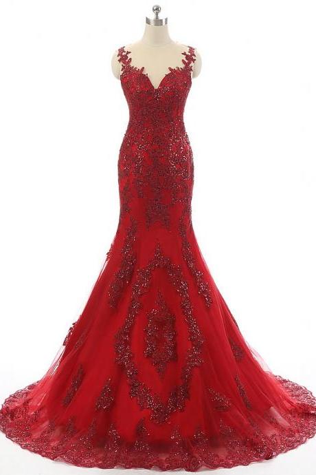 Spaghetti Strap Mermaid Floor-length Dress With Sweetheart Bodice And Lace Appliqués