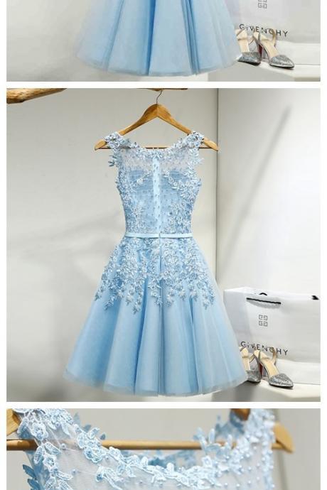 Blue Homecoming Dress,lovely Homecoming Dress,popular Homecoming Dress, Pretty Homecoming Dress,junior Homecoming Dress With Appliques,graduation