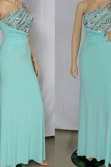 Charming Prom Dress,Chiffon Prom Dress,Beading Prom Dress,One-Shoulder Evening Dress