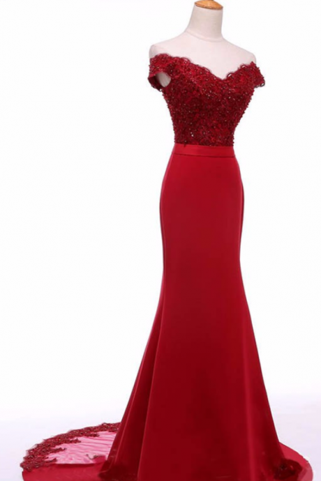 Custom Made Cap Sleeve Burgundy Dark Red Mermaid Evening Dresses Beaded Sequin 2016 Vestidos De Festa Long Prom Dress