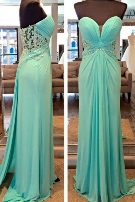 Sweetheart Prom Dress With Cut-out, Column Chiffon Prom Dresses With Lace Appliques, Fashionable Prom Gowns