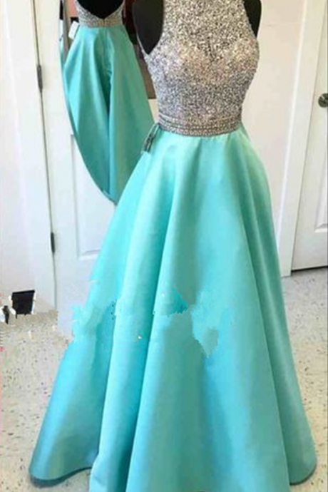 New Fashion A-line Backless Prom Dresses Prom Party Dress Formal Gowns with Crystals