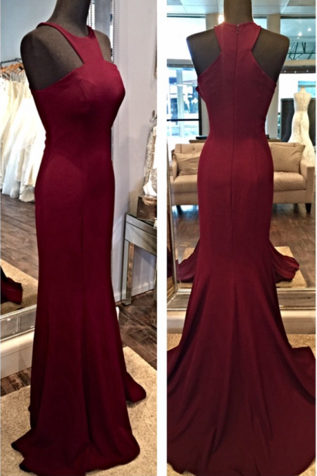 Burgundy Satin Prom Dress,Burgundy Evening Party Formal Gowns,Prom Dress Long Sexy