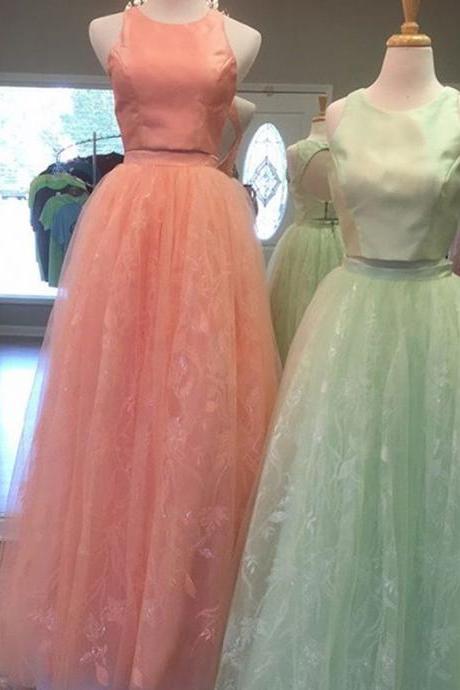 Two Piece Prom Dresses,2 Piece Prom Dresses,coral Prom Dresses,mint Green Prom Dress,prom Gowns 2017