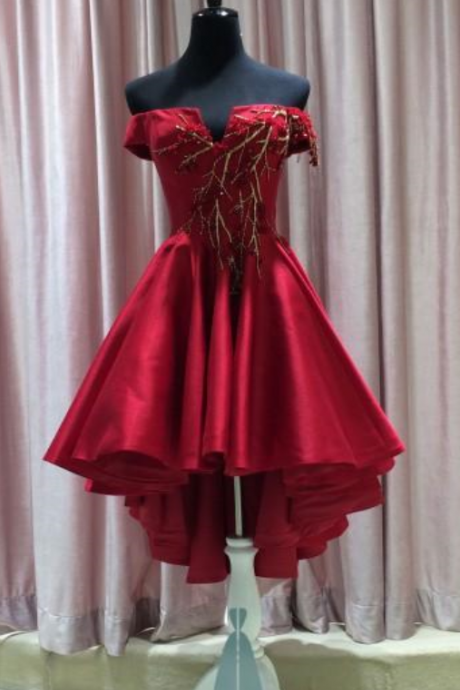 Red Short Irregular Train Mini Dresses Honor Special Event Prom Gown Formal Evening Dress For Women Bridesmaids Cocktail