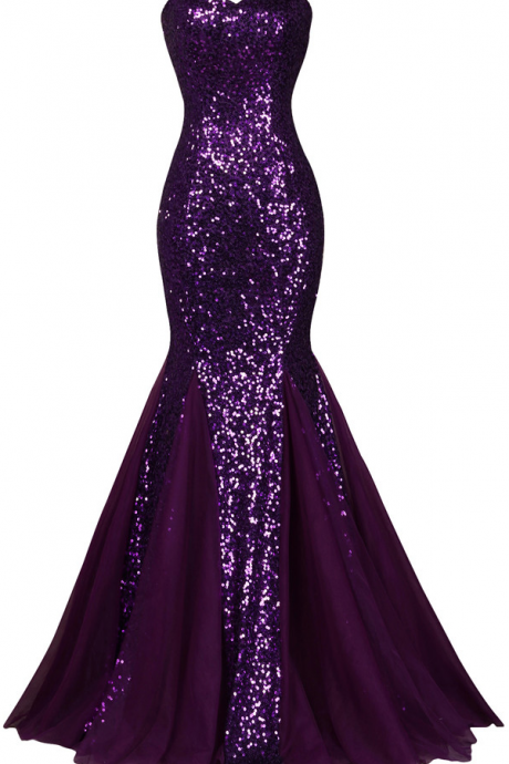 Sequin Long Sparkly Dark Salmon Purple Evening Dress Elegant Formal Dresses Mermaid Evening Gowns High Quality