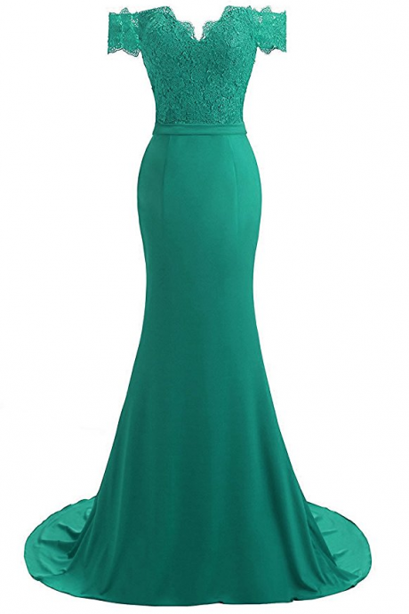Women's V-neck Mermaid Evening Party Gowns Appliques Formal Prom Dresses Long