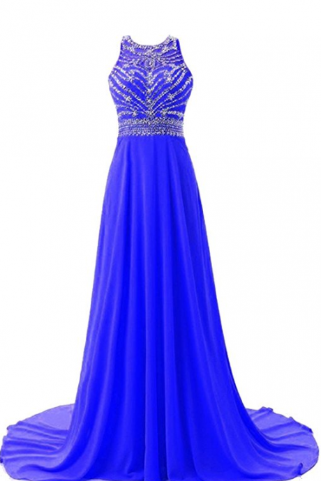 Evening Ball Gown Chiffon Beaded Prom Formal Dresses