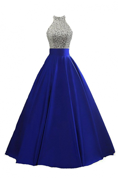 Real Sample Sexy Crystals Prom Dresses Royal Blue Evening Party Gowns Sweep Train Sexy Custom Made Hottest