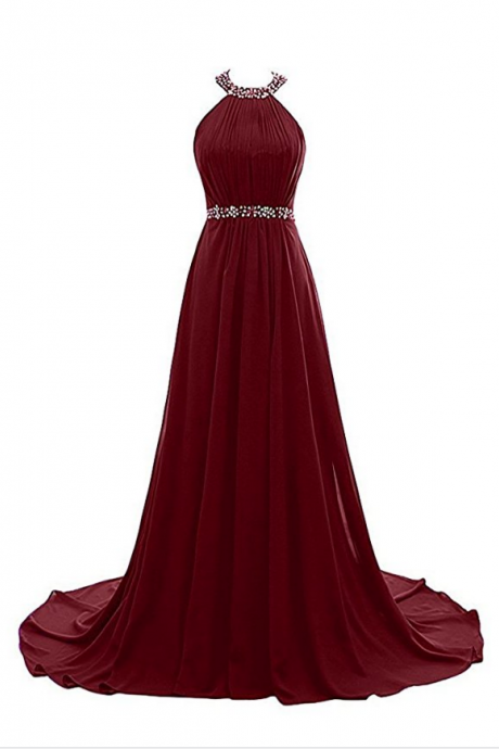 Women's Halter Beaded Evening Party Gowns Sequins Formal Prom Bridesmaid Dresses Long