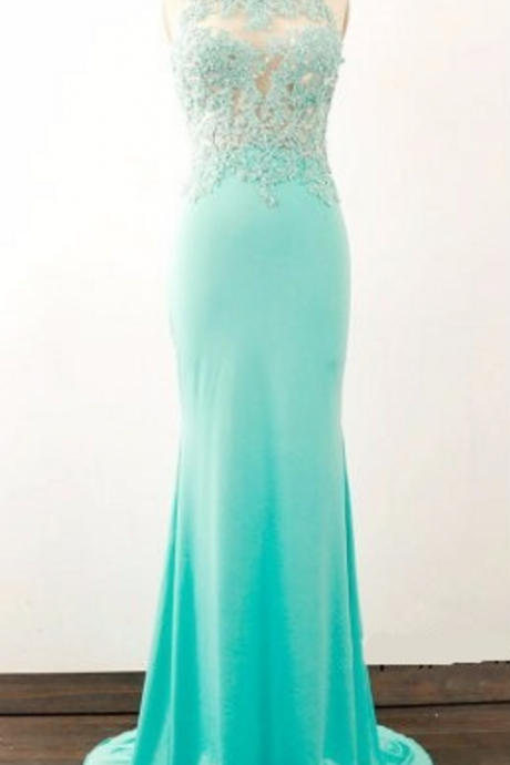 Prom Dress Selling O Neck Sleeveless A Line With Appliques Beaded Chiffon Customize Party Dresses