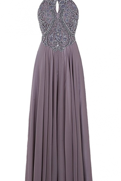 Sparkling Straps Formal Gowns Beading Prom Evening Dresses Backless