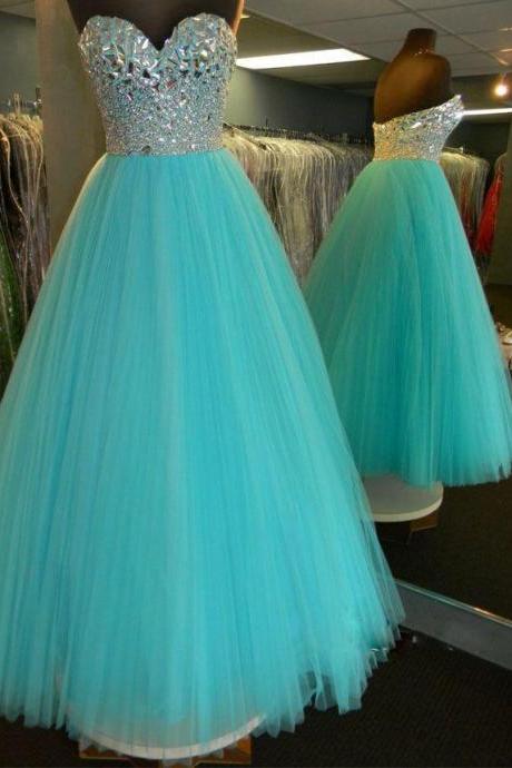 Party Dresses,evening Gowns,sweetheart Beaded Prom Dresses,pleats Prom Dresses,tulle Prom Dresses,princess Quinceanera Dresses For 15 16 Years