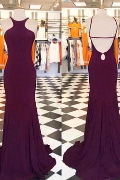 Backless Simple Prom Dresses Mermaid Style 2017 Satin Formal Women Evening Gowns Party Dress