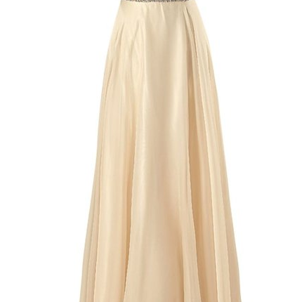 Open Back A-Line Long Chiffon Prom Dress With Beaded Bodice on Luulla