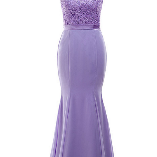 Lilac Long Chiffon Bridesmaid Dresses Mermaid Wedding Party Dress Maid Of Honor on Luulla