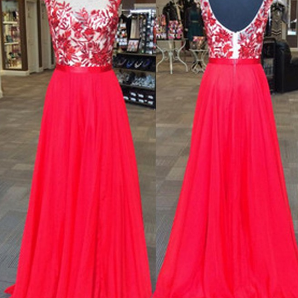 Lace Grey V Back Scoop Neck Prom Dress Formal Dresses for Wedding main image 1