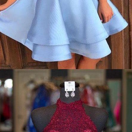 Two Pieces Beaded Sexy Open Back homecoming prom dresses, CM0015