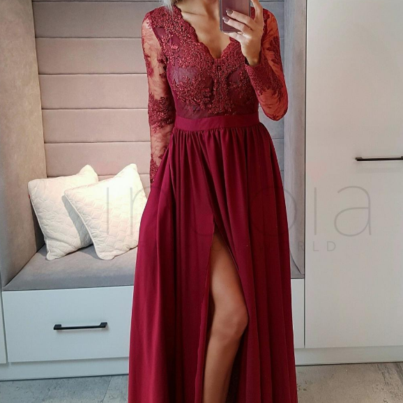 Long Sleeves Wine Red Formal Occasion Dress On Luulla