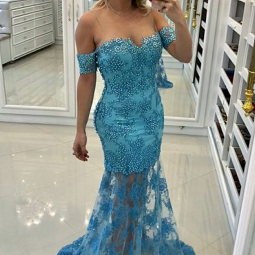Mermaid Lace Prom Dresses, Sexy Prom Dresses, Illusion Prom Dresses, Prom Dresses, PD0600
