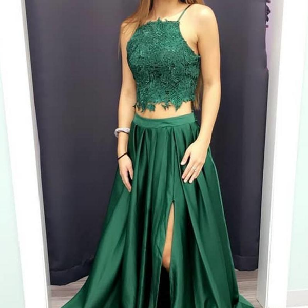 Two Pieces Prom Dress, Emerald Green Prom Dress on Luulla