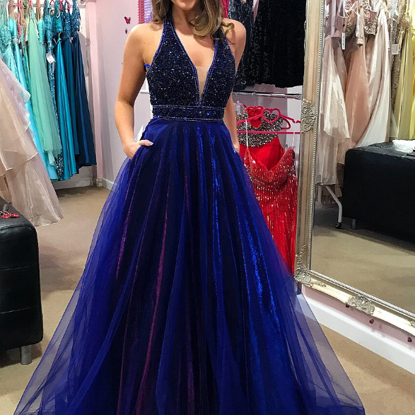 Charming Prom Dress, Beaded Tulle Prom Dresses, Sexy Prom Gowns,elegant ...