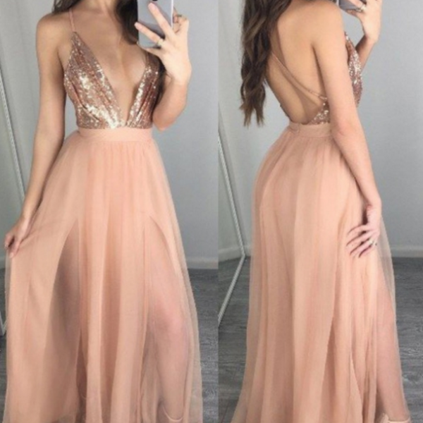 Evening Dresssleeveless Spaghetti Straps Floorlength Sequin Princess