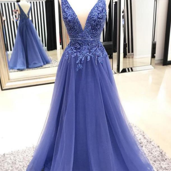 Plunge Neckline Applique Prom Dress Pageant Dresses on Luulla