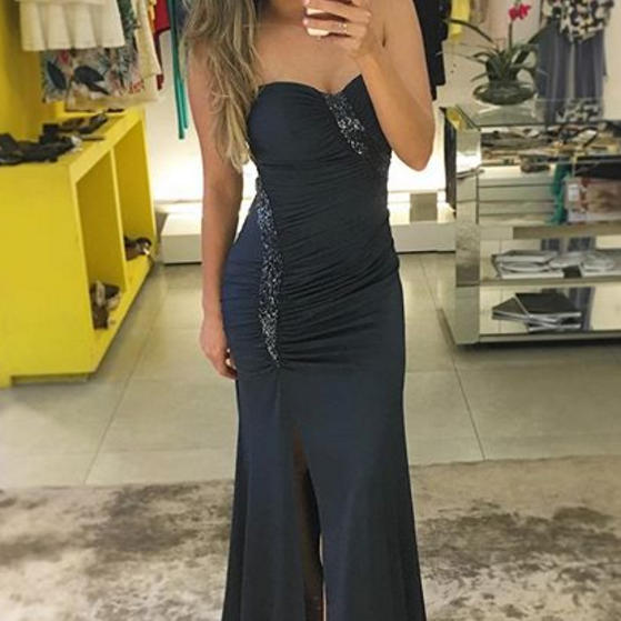 Sleeveless Lace Sheer Mermaid Side Slit Evening Dress Floor-Length main image 1