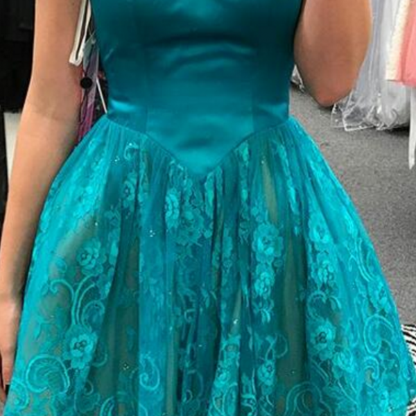 Sweet Tulle Lace Layered A Line Birthday Outfits Blue Formal Short Graduation Homecoming Dress main image 0