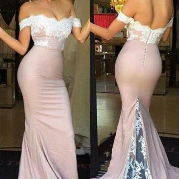 Mermaid Off-Shoulder Corset Lace Beaded Satin Light Blue Prom Dress With Train