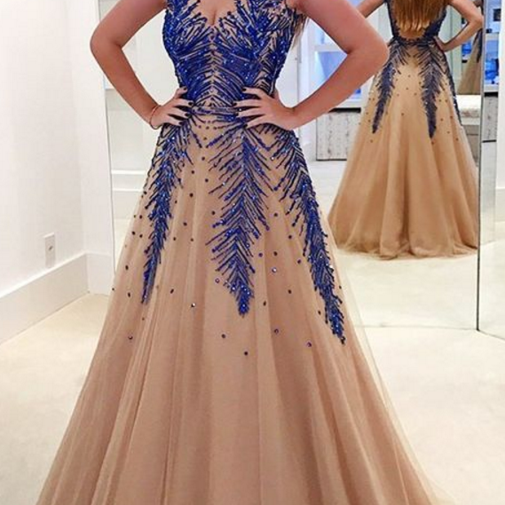 Champagne Evening Gowns With Beading, Evening Dresses on Luulla