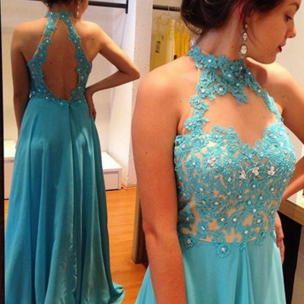 Blue Prom Dress,lace Evening Dress, Prom Gown,lace Party Dress,long Prom Dress,blue Evening