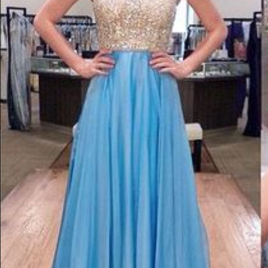 Elegant Prom Dresses, Sexy Backless Beaded Chiffon A Line Prom Dress ...