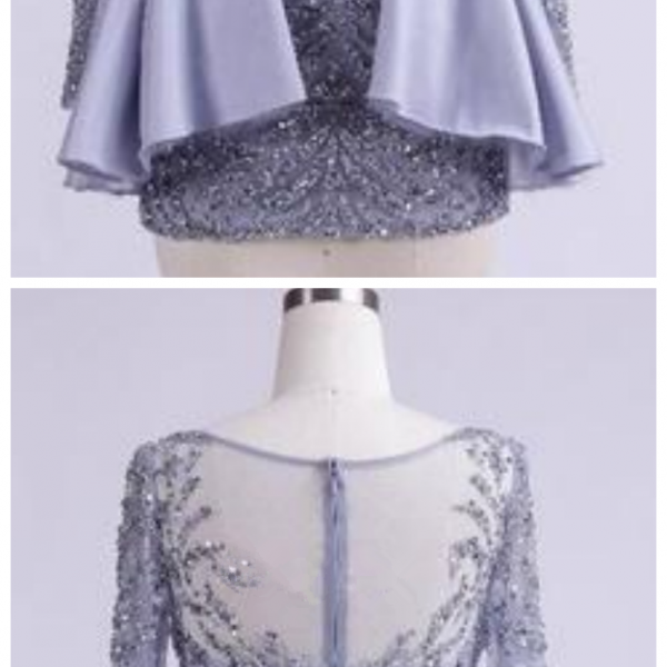 Long Sleeves Appliques Homecoming Dress Party Dresses with Beading main image 1