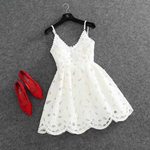 Cute homecoming dresses,white homecoming dresses,lace homecoming dress,short prom dress