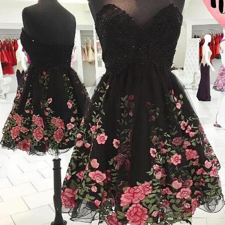 Black Homecoming Dresses,Backless Prom Dress,Sweetheart Prom Dress,Fashion Homecoming Dress,Sexy Party Dress,Custom Made Evening Dress