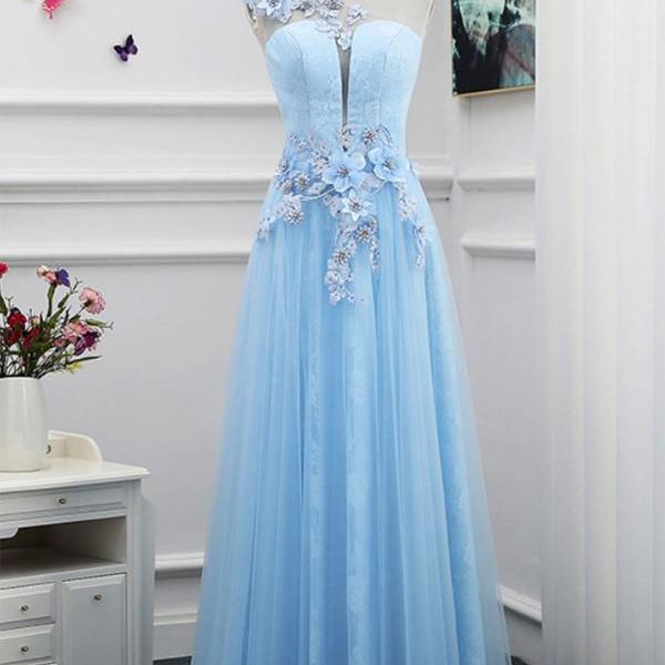 Elegant A-Line Tulle Formal Prom Dress, Beautiful Long Prom Dress, Banquet Party Dress