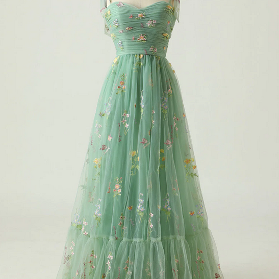 Beautiful Tulle With Lace Applique Long Formal Gown, Party Dresses main image 1