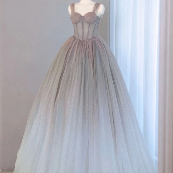 long prom dress ,A-Line Gray Sweetheart Neck Long Prom Dresses, Gray Formal Evening Dress