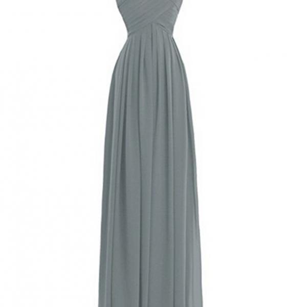 Women's Long V-neck Bridesmaid Dresses Chiffon Prom Gowns Open Back ...
