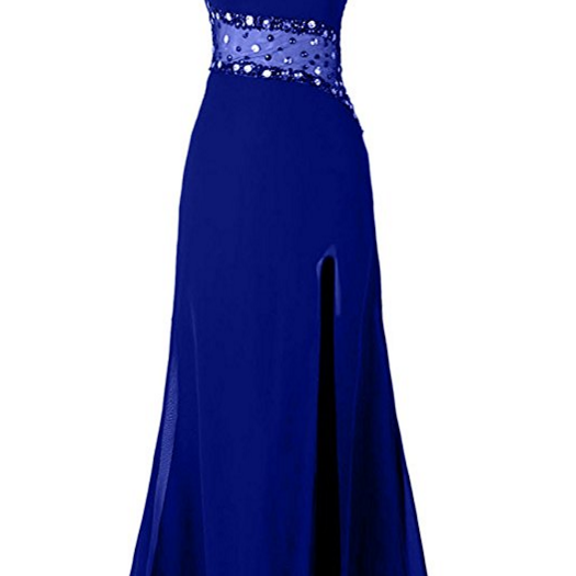 Off Shoulder Beaded Sequins High Side Slit and Train Back Zipper Prom Dress WU1159