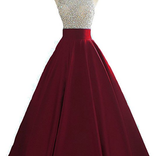 Women's Sequins Keyhole Back Evening Ball Gown Beaded Prom Formal ...