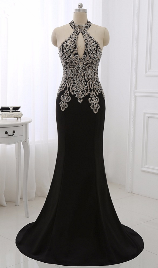 black girl gold backless evening dresses, prom dresses, sexy evening dresses Y119 main image 1