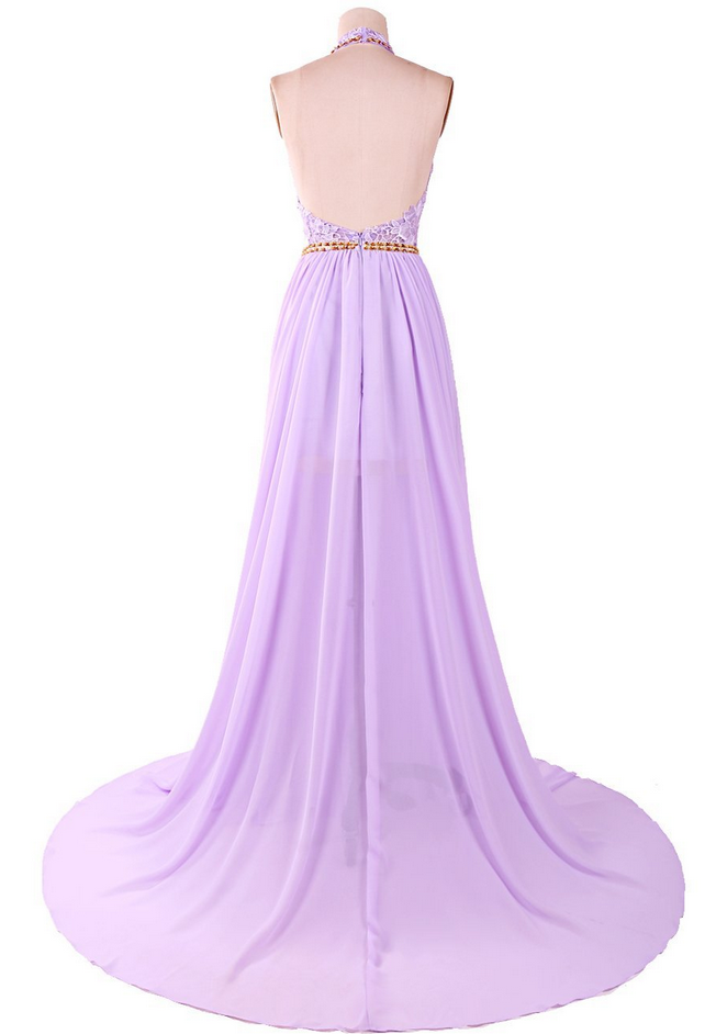 Sleeveless Halter Chiffon Lace Top Long Dresses Jade
