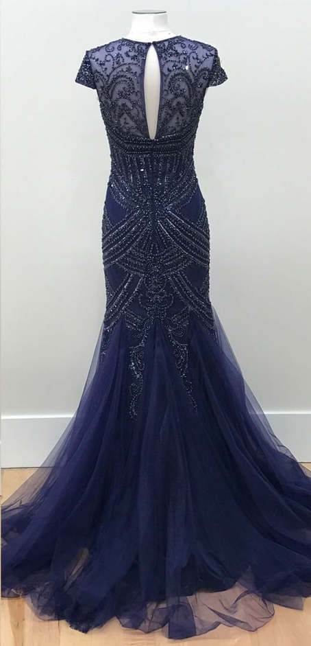 Charming Navy Prom Dress With Tie Back,Simple Evening Dress Y6780 main image 1