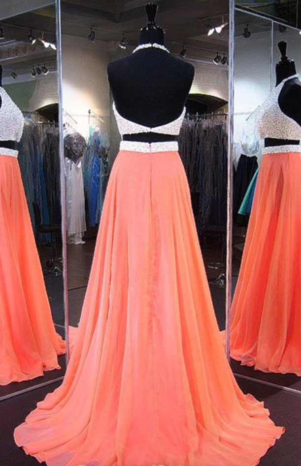 Coral 2 Pieces Prom Dress Evening Dresses on Luulla